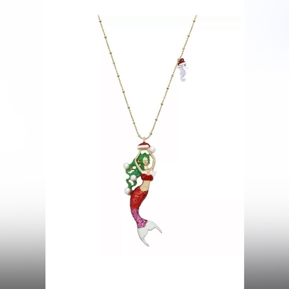 Betsey Johnson Christmas Mermaid Necklace - Picture 1 of 3